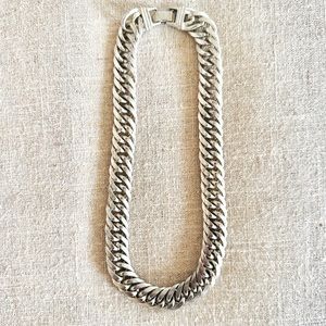 Heavy Silver Stainless Steel Curb Cuban Link Necklace Women or Men’s 18-1/2”